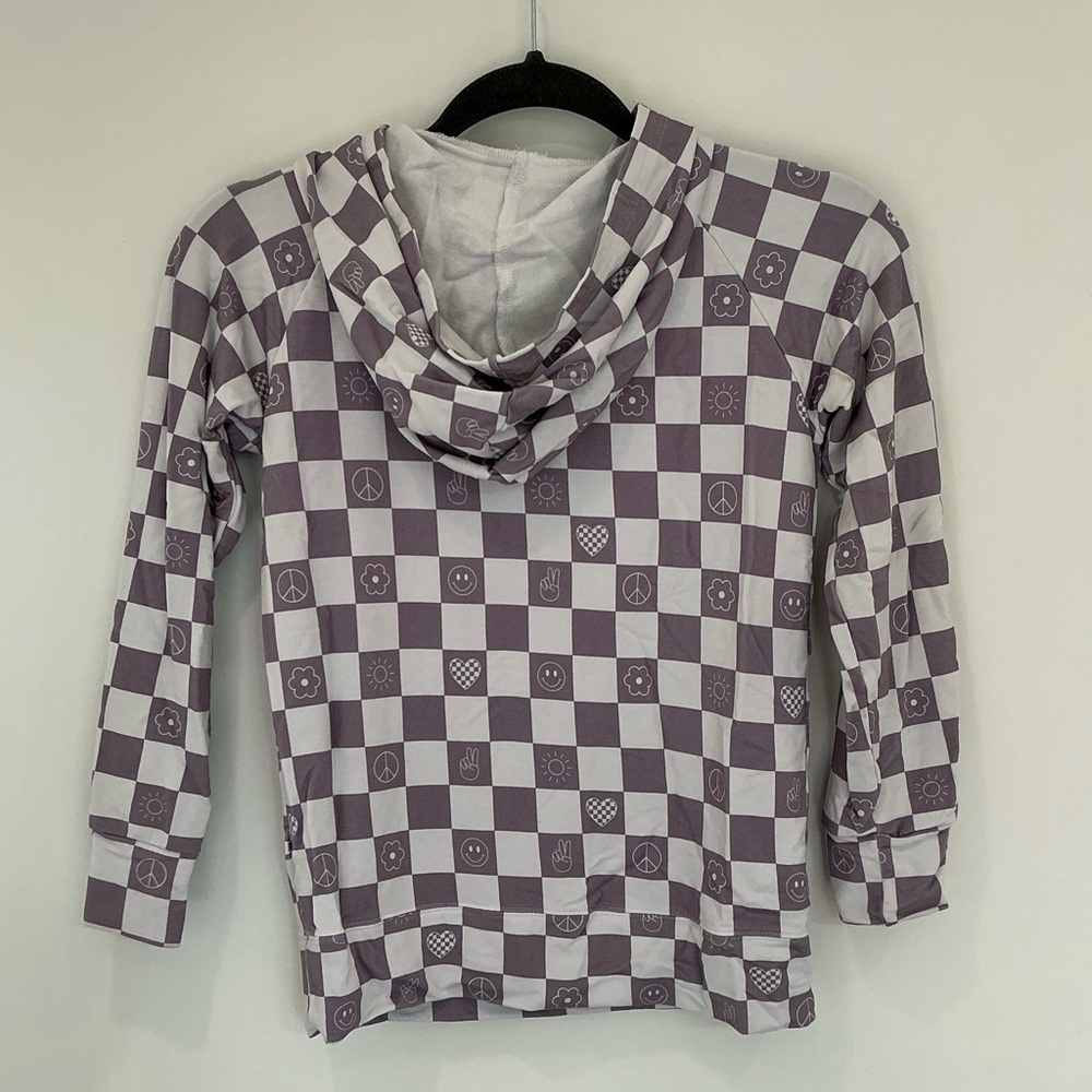KIDS: Bird & Bean Pullover Bamboo Sweatshirt in Check It Out Blue - Picture 6 of 9